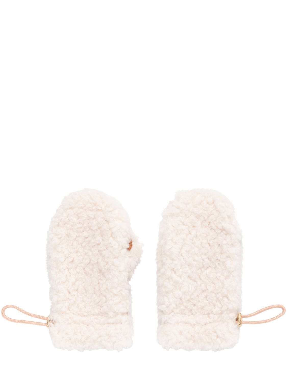 Shop Chloé Recycled Faux Teddy Mittens In Ivory