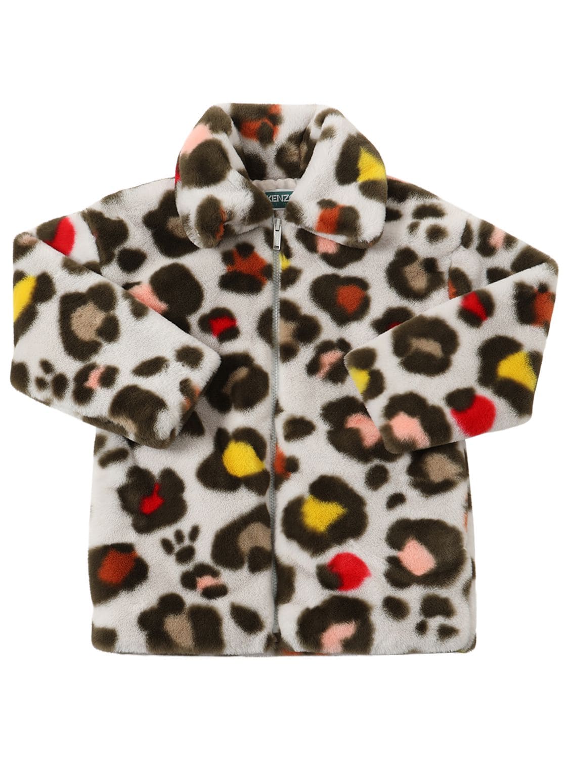 Shop Kenzo Printed Faux Fur Coat In Multicolor