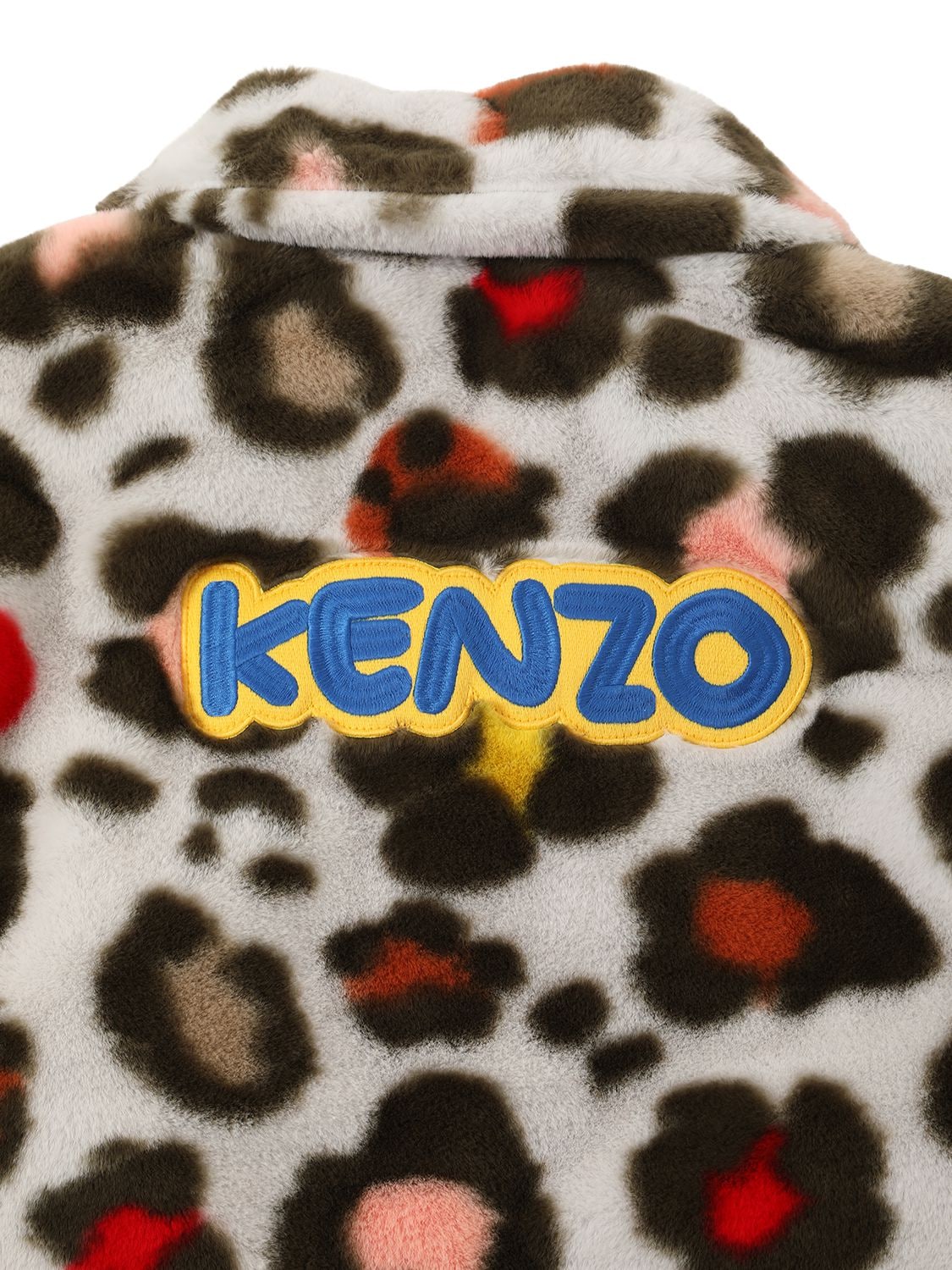 Shop Kenzo Printed Faux Fur Coat In Multicolor