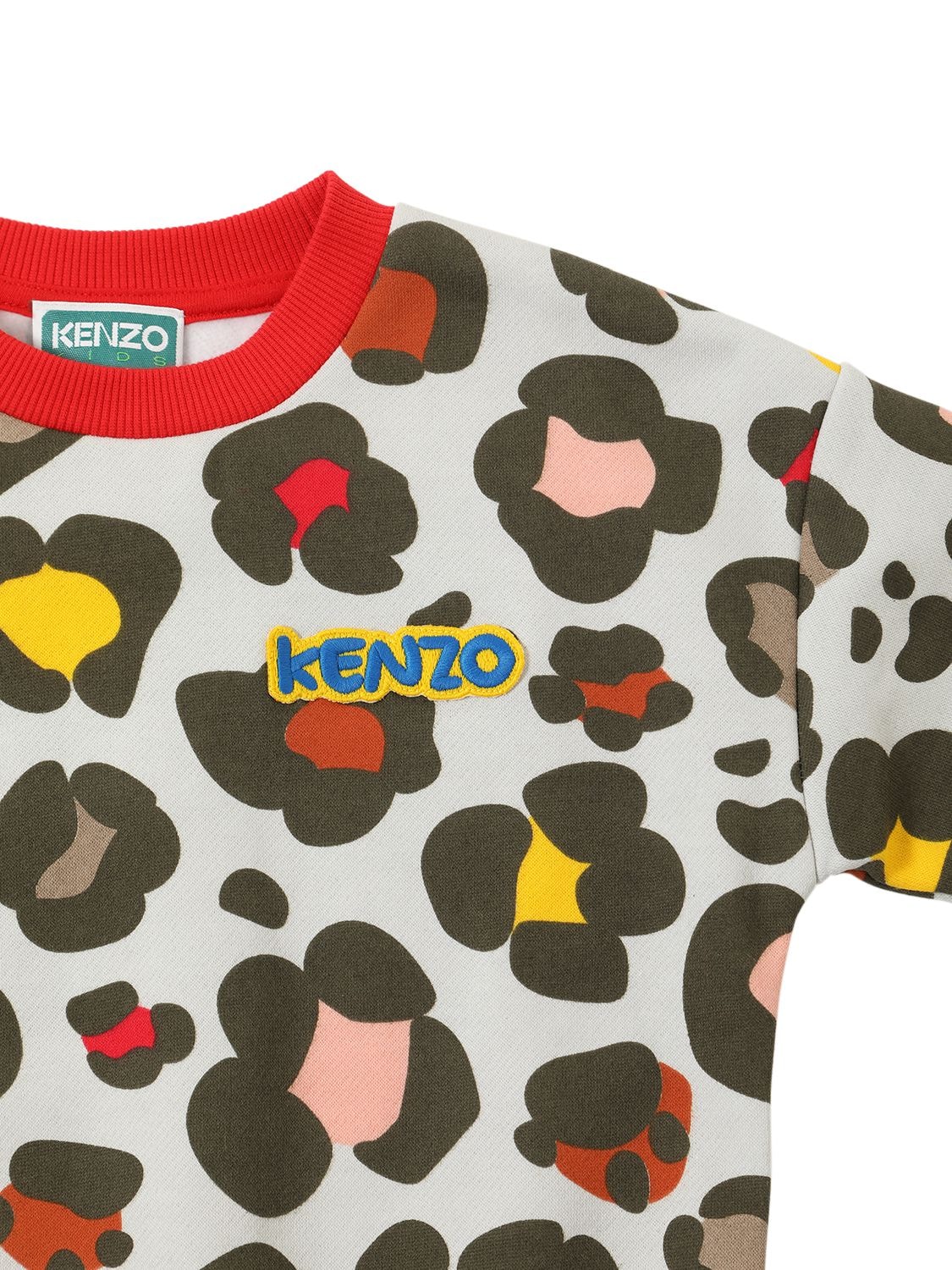 Shop Kenzo Printed Cotton Blend Sweatshirt W/logo In Multicolor
