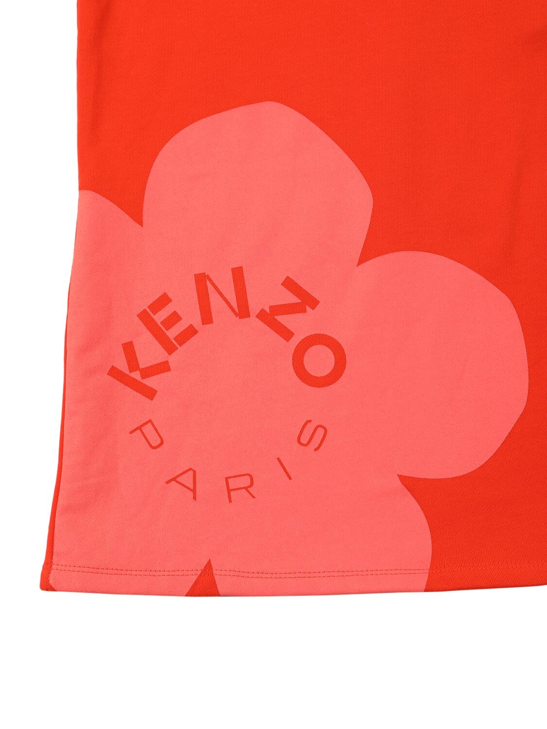 Shop Kenzo Printed Cotton Sweat Dress In Orange