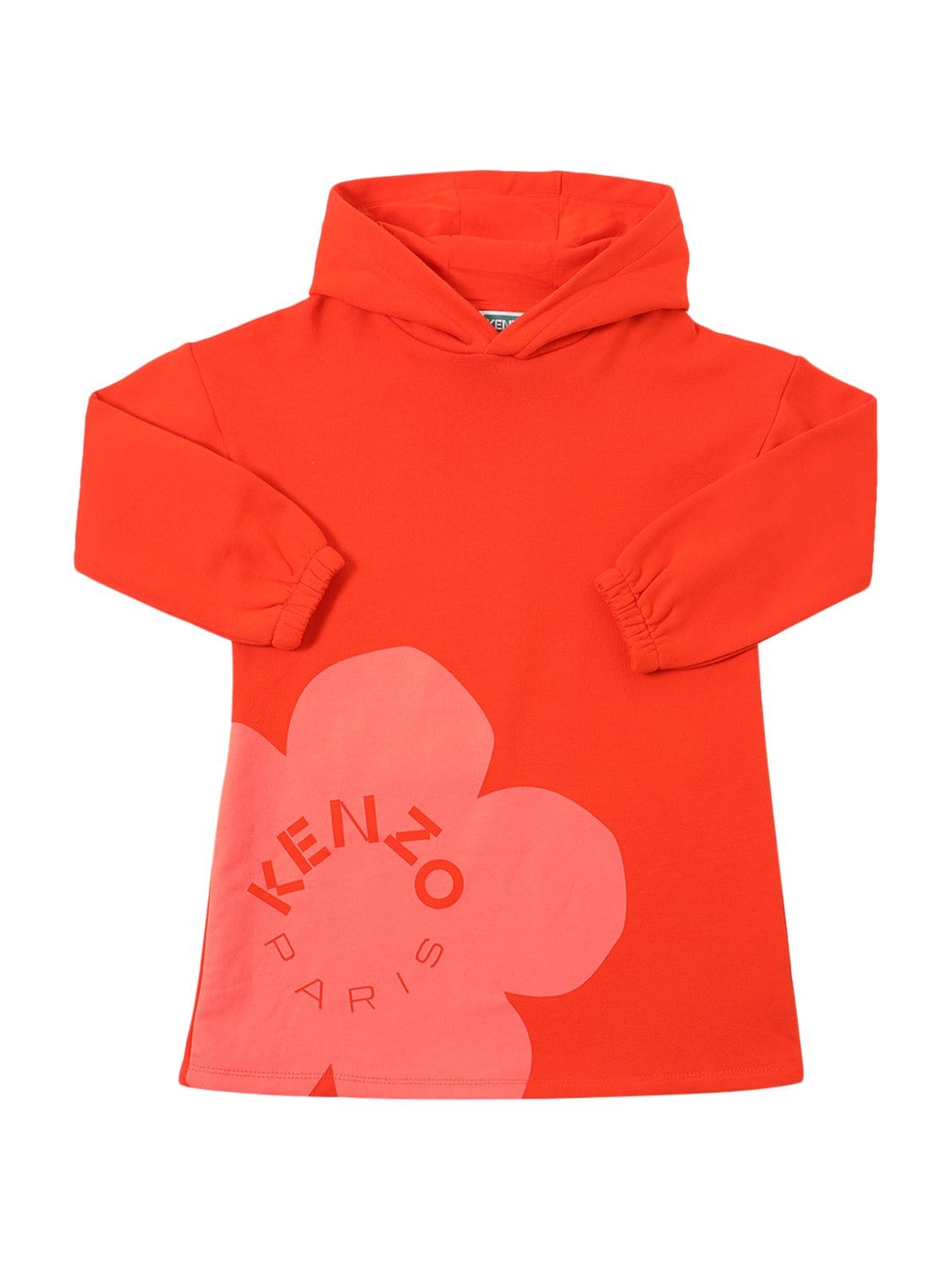 Kenzo Kids' Printed Cotton Sweat Dress In Orange