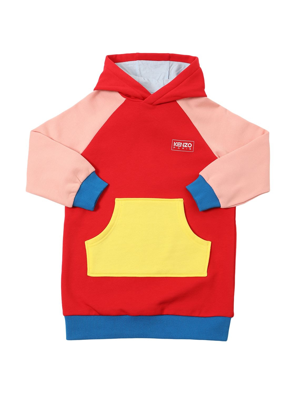 Kenzo Kids' Color Block Cotton Sweat Dress W/logo In Multicolor