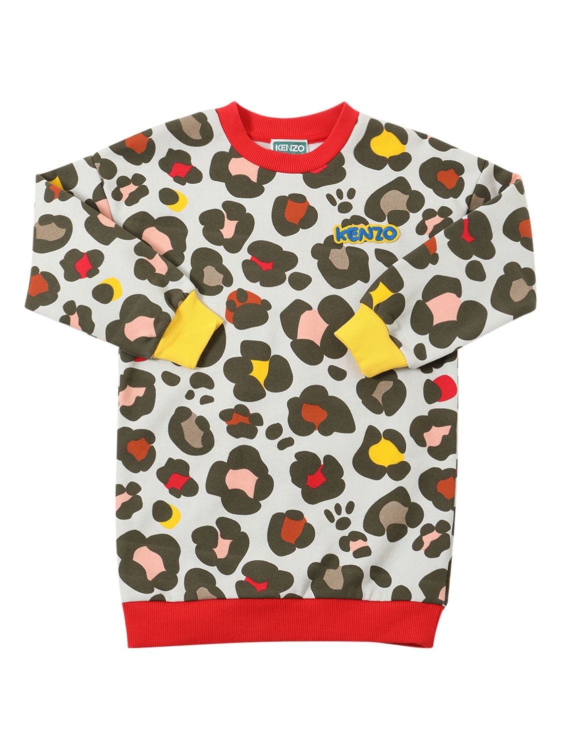 Kenzo Kids' Cotton Sweat Dress W/logo In Multicolor