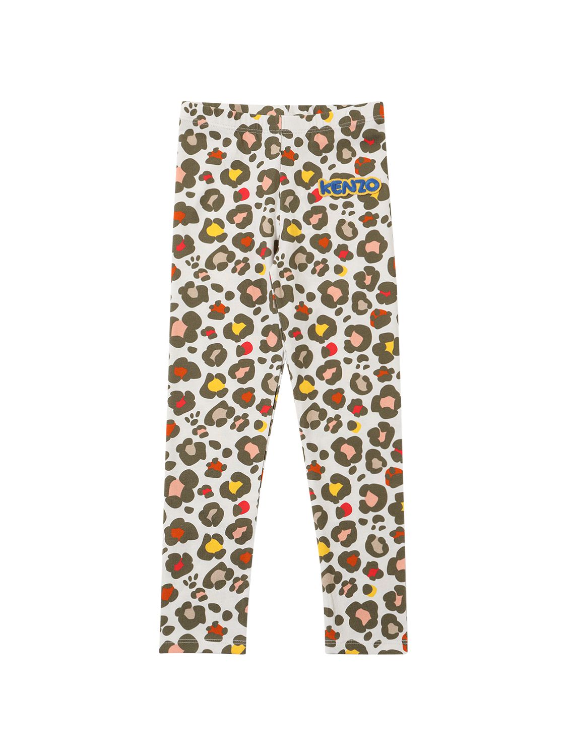 Kenzo Leopard Printed Cotton-blend Leggings In Multicolor