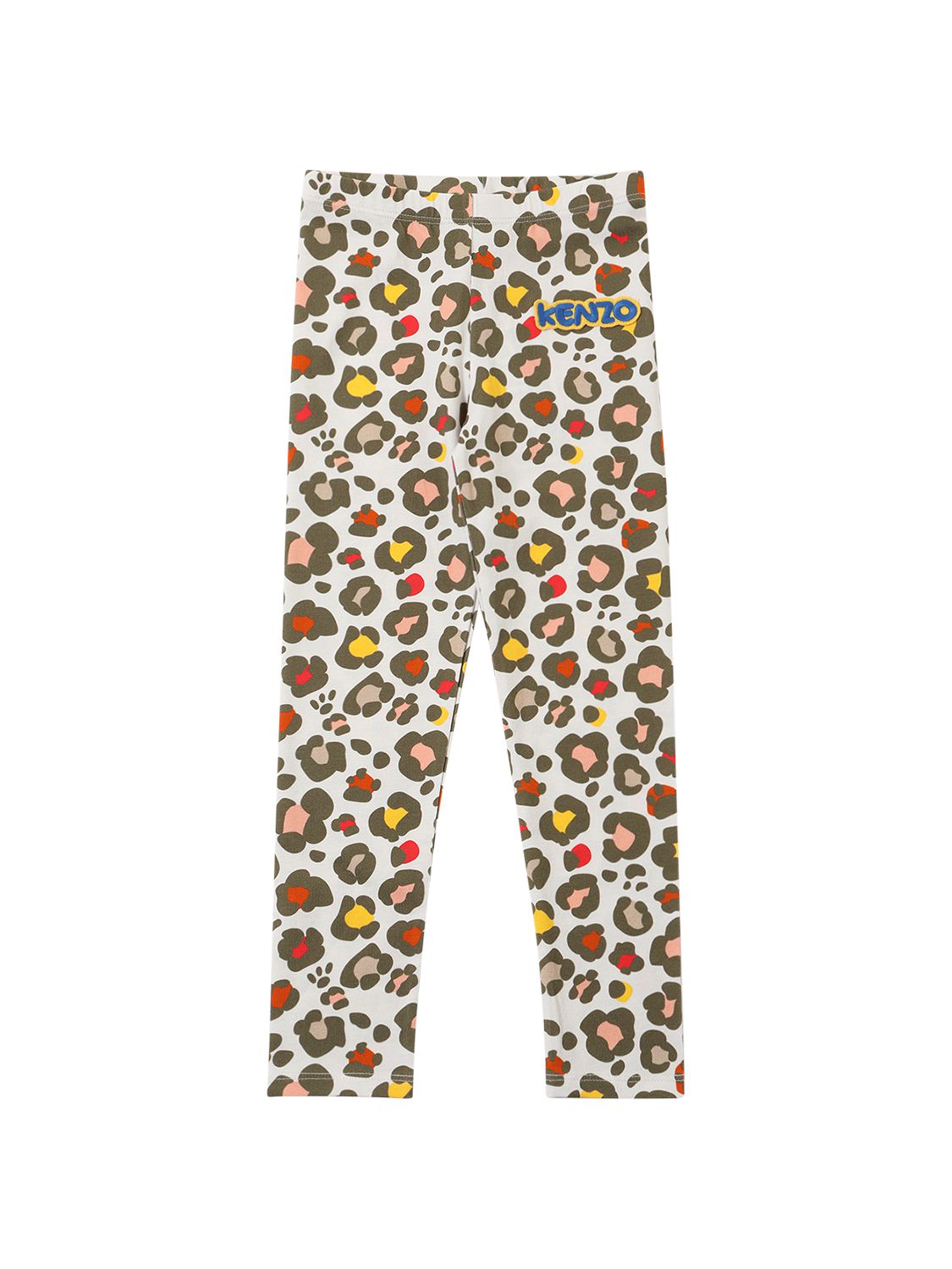 KENZO PRINTED COTTON JERSEY LEGGINGS W/LOGO