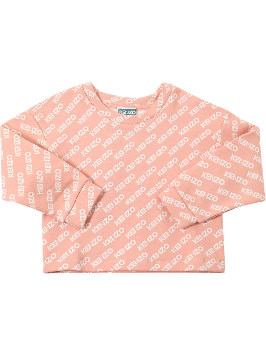 Kenzo Kids' Cotton Sweatshirt W/logo In Pink