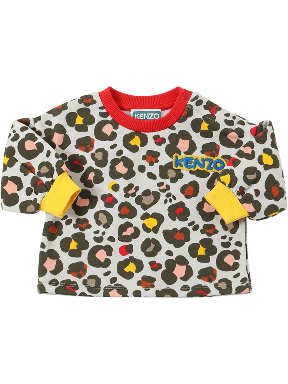 Kenzo Kids' 印花棉质平纹针织卫衣 In Multicolor