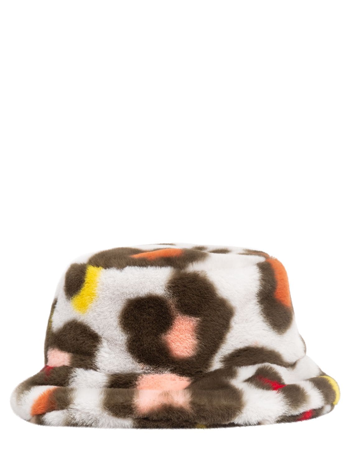 Shop Kenzo Faux Fur Bucket Hat W/logo In Multicolor
