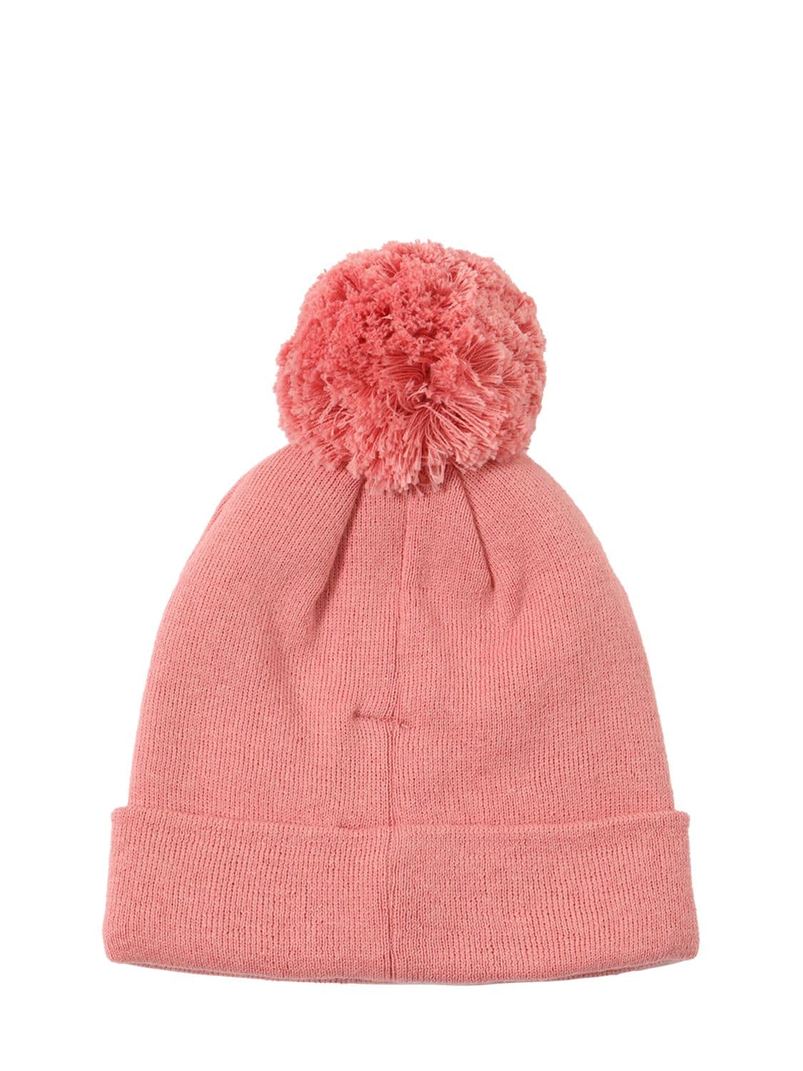 Shop Kenzo Cotton & Cashmere Beanie Hat W/pompom In Pink