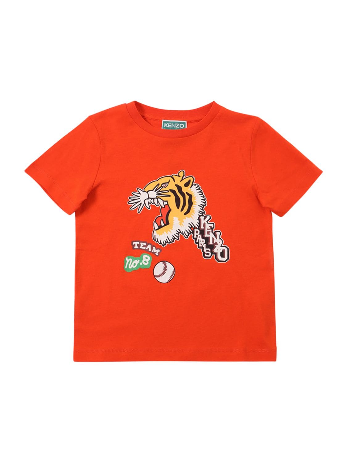 Kenzo Kids' Logo Printed Organic Cotton T-shirt In Orange