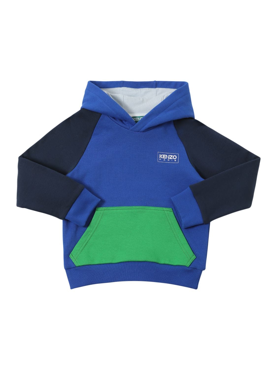 Kenzo Kids' Colour Block Cotton Sweatshirt W/logo In Blue