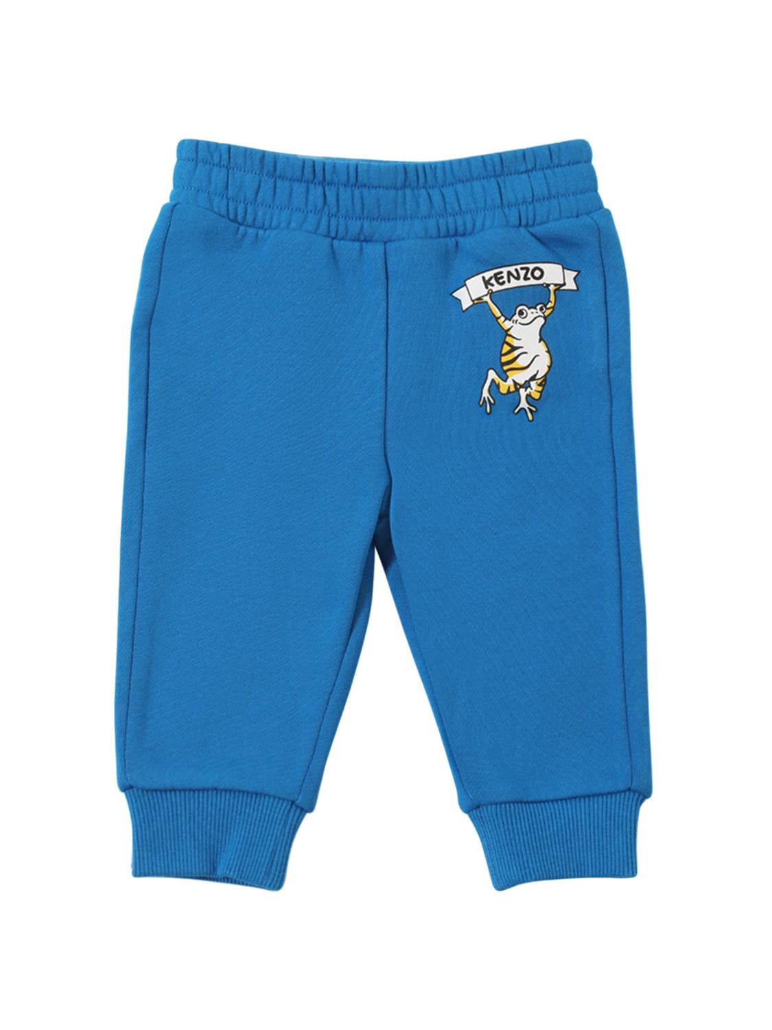 Kenzo Kids' Printed Cotton Sweatpants W/logo In Blue