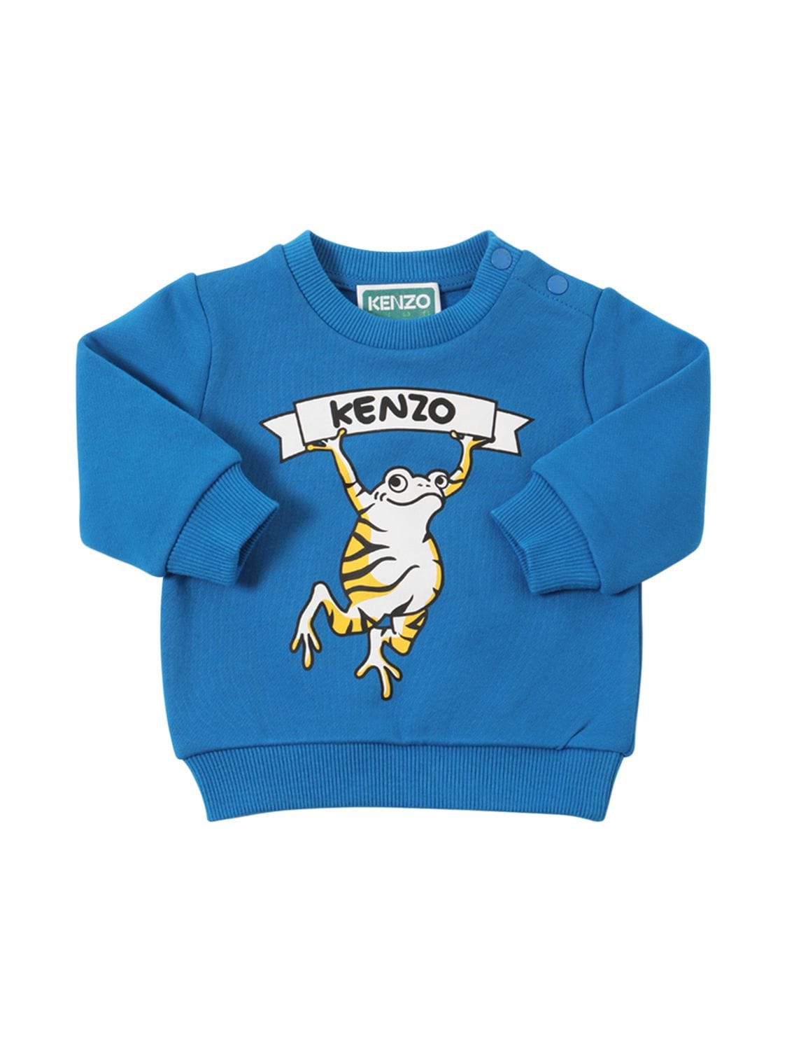 Kenzo Kids' Printed Cotton Sweatshirt W/ Logo In Blue