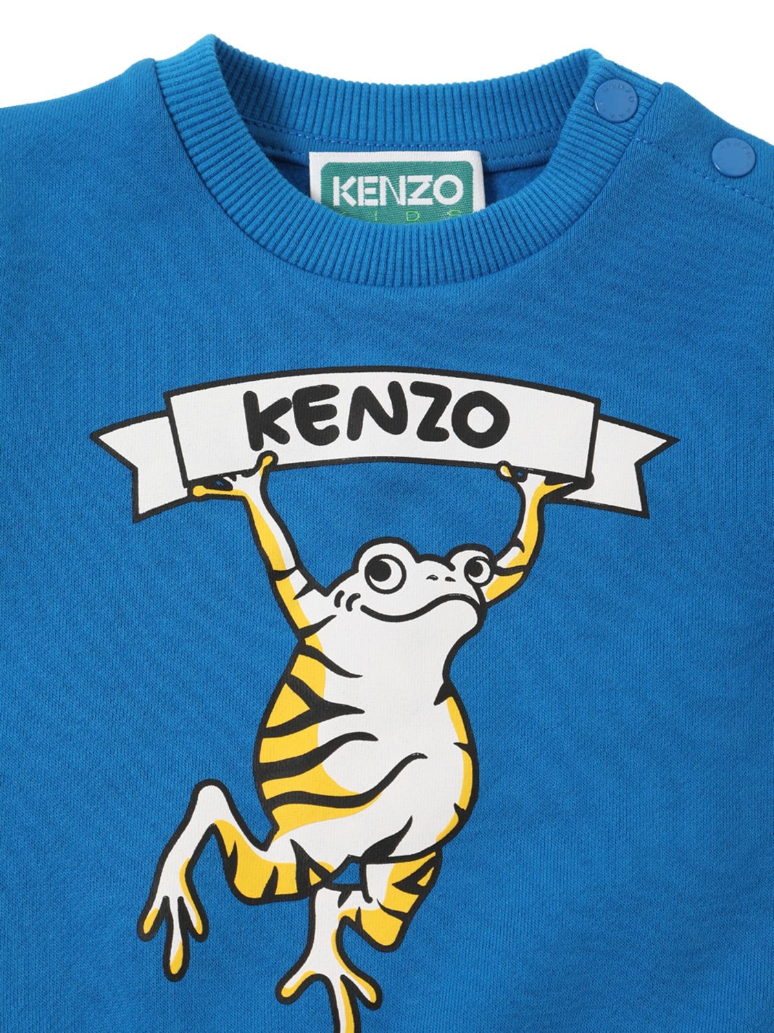 Shop Kenzo Printed Cotton Sweatshirt W/ Logo In Blue