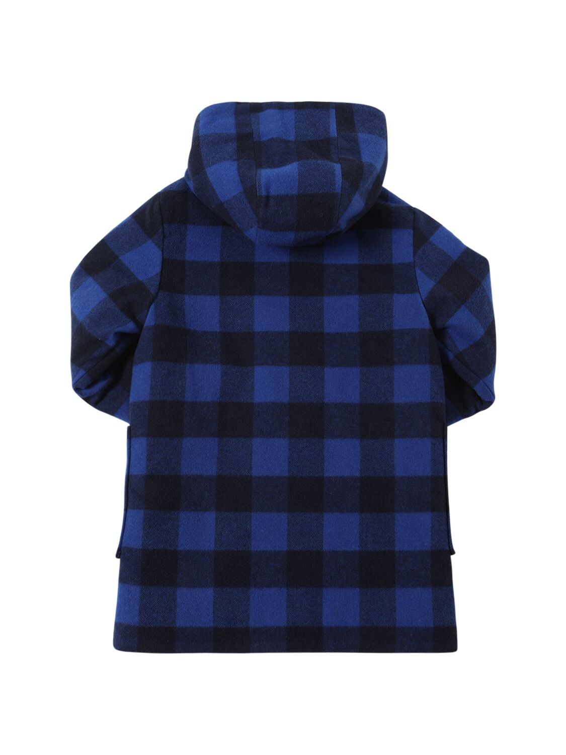 Shop Kenzo Montgomery Checked Wool Blend Coat In Blue,black