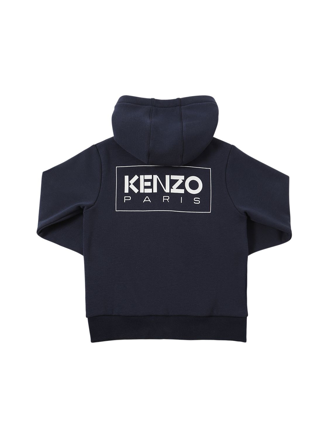 Kenzo Kids' Cotton Zip-up Hoodie W/ Logo In Navy