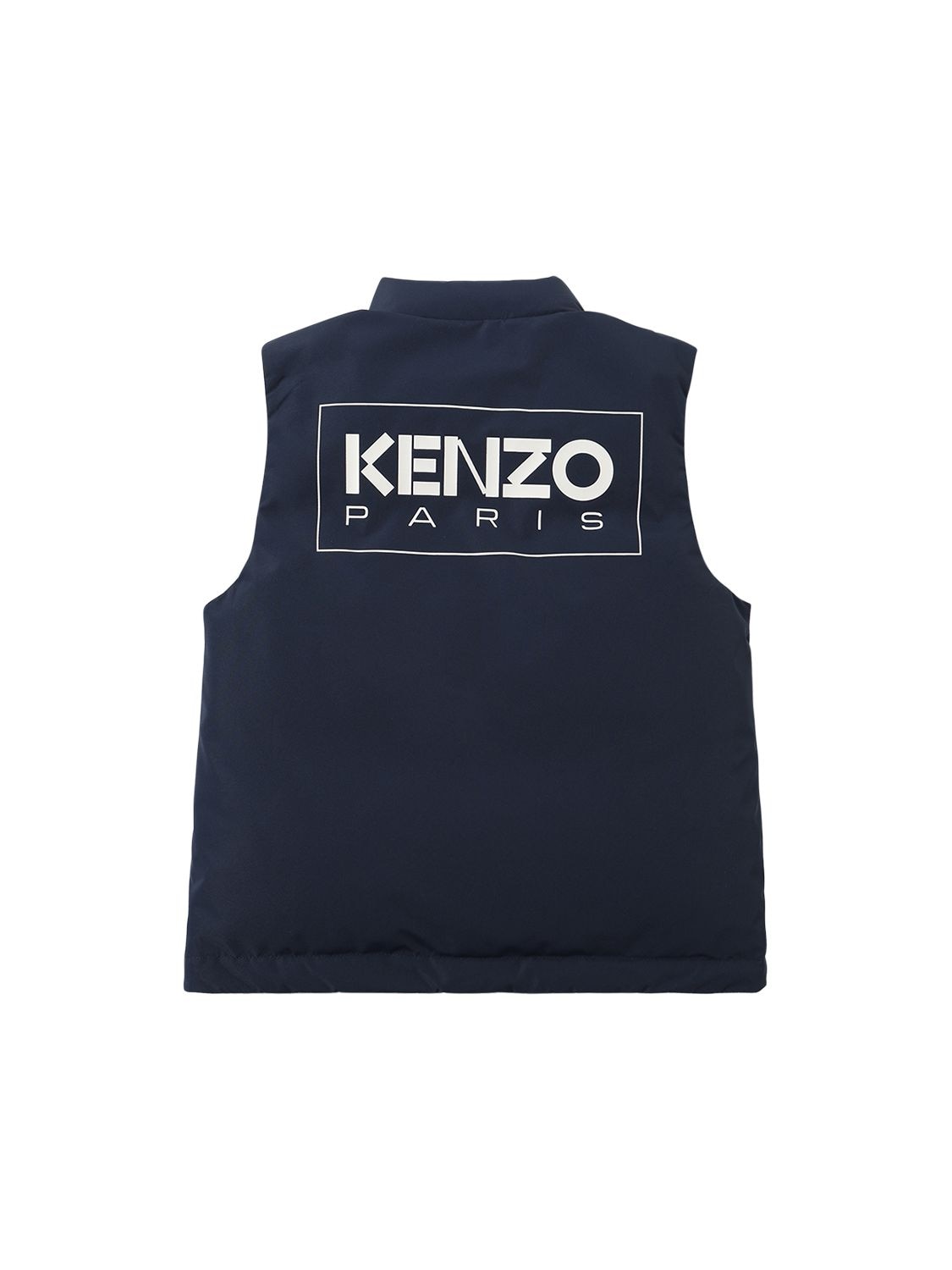 Kenzo Kids' Nylon Puffer Vest W/ Logo In Navy