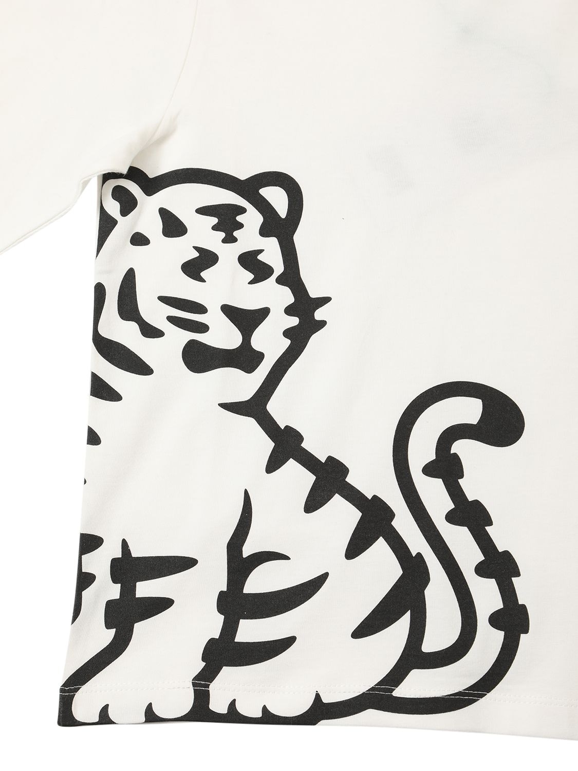 Tiger Print Cotton T Shirt in White - Kenzo Kids