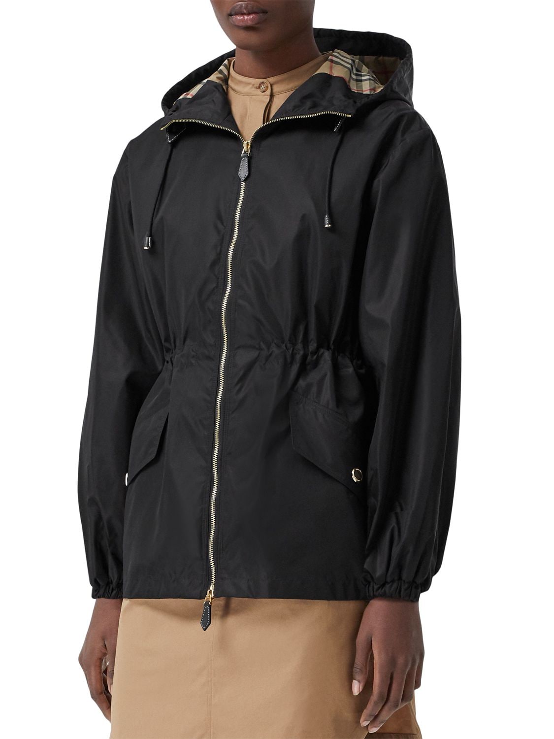 Shop Burberry Everthorpe Belted Jacket W/ Hood In Black