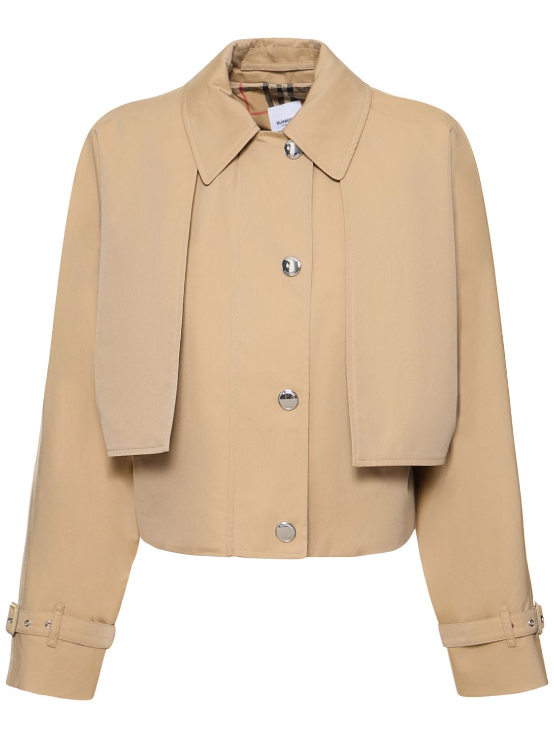 Burberry Pippa Cotton Gabardine Cropped Jacket In Honey