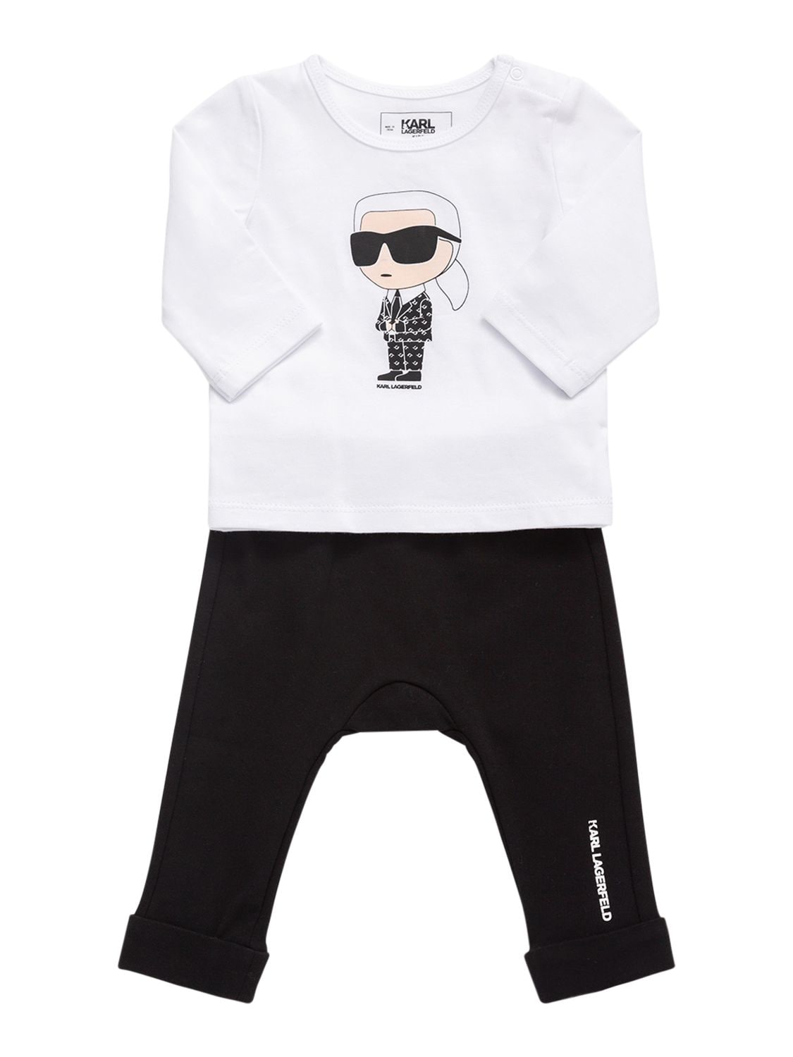 Karl Lagerfeld Kids' Cotton Blend T-shirt & Sweatpants In White,black