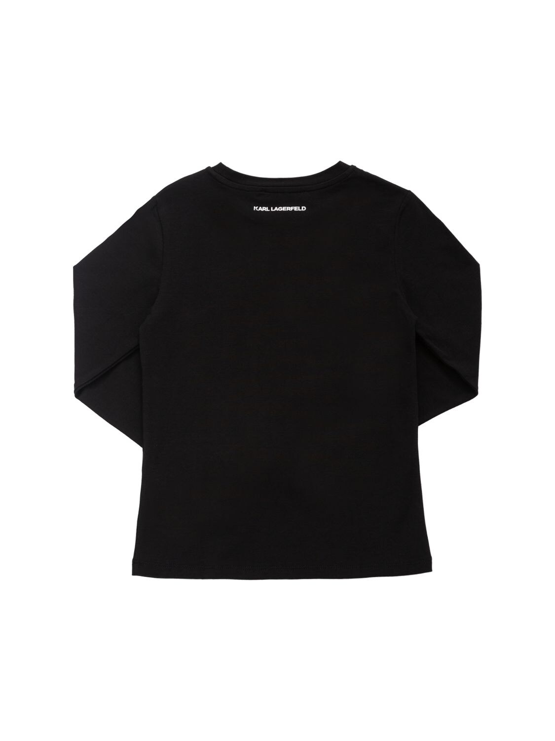 Shop Karl Lagerfeld Organic Cotton Blend Long Sleeve T-shirt In Schwarz