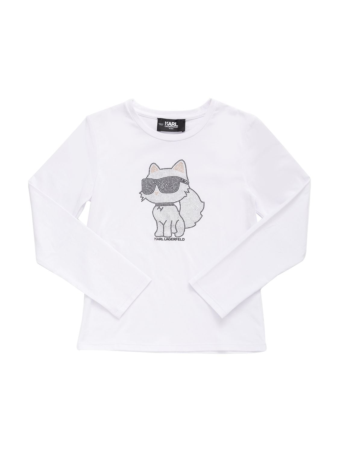 Karl Lagerfeld Kids' Embellished Long Sleeve T-shirt In Weiss