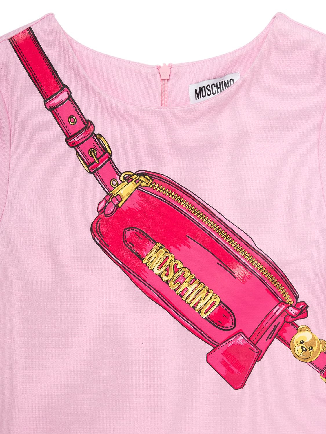 Shop Moschino Printed Punto Milano Dress In Pink