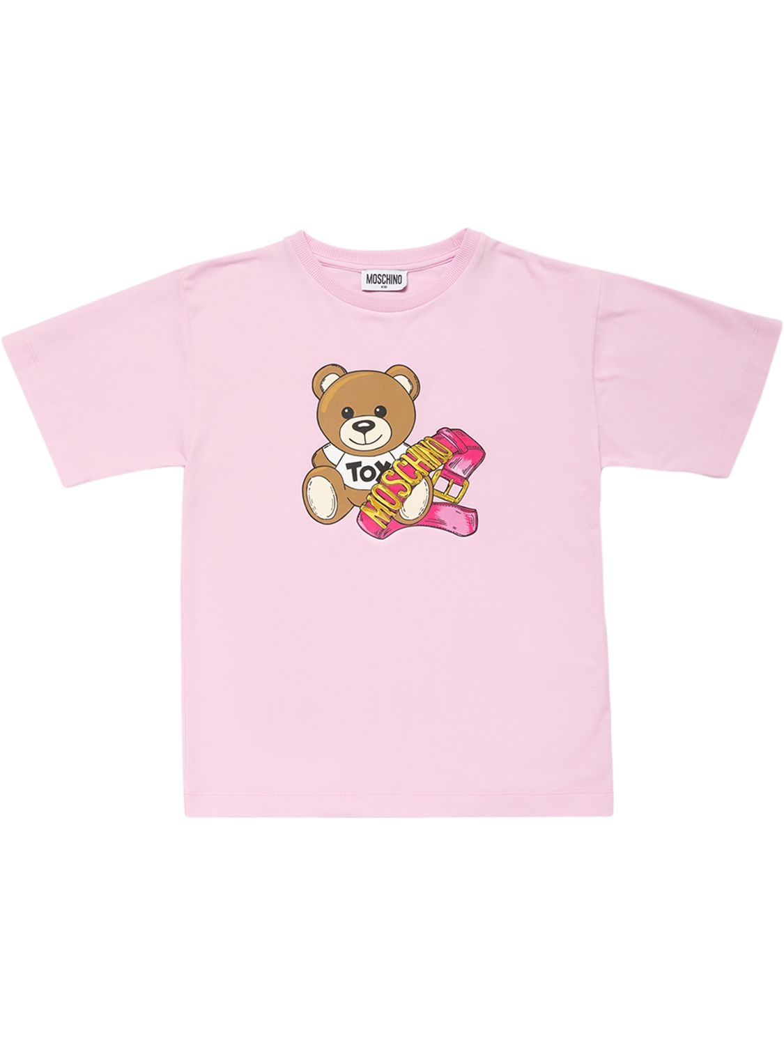 Moschino Kids' Printed Cotton-blend T-shirt In Pink