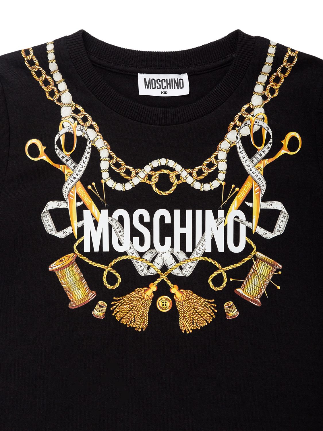 Shop Moschino Printed Cotton Jersey T-shirt In Black