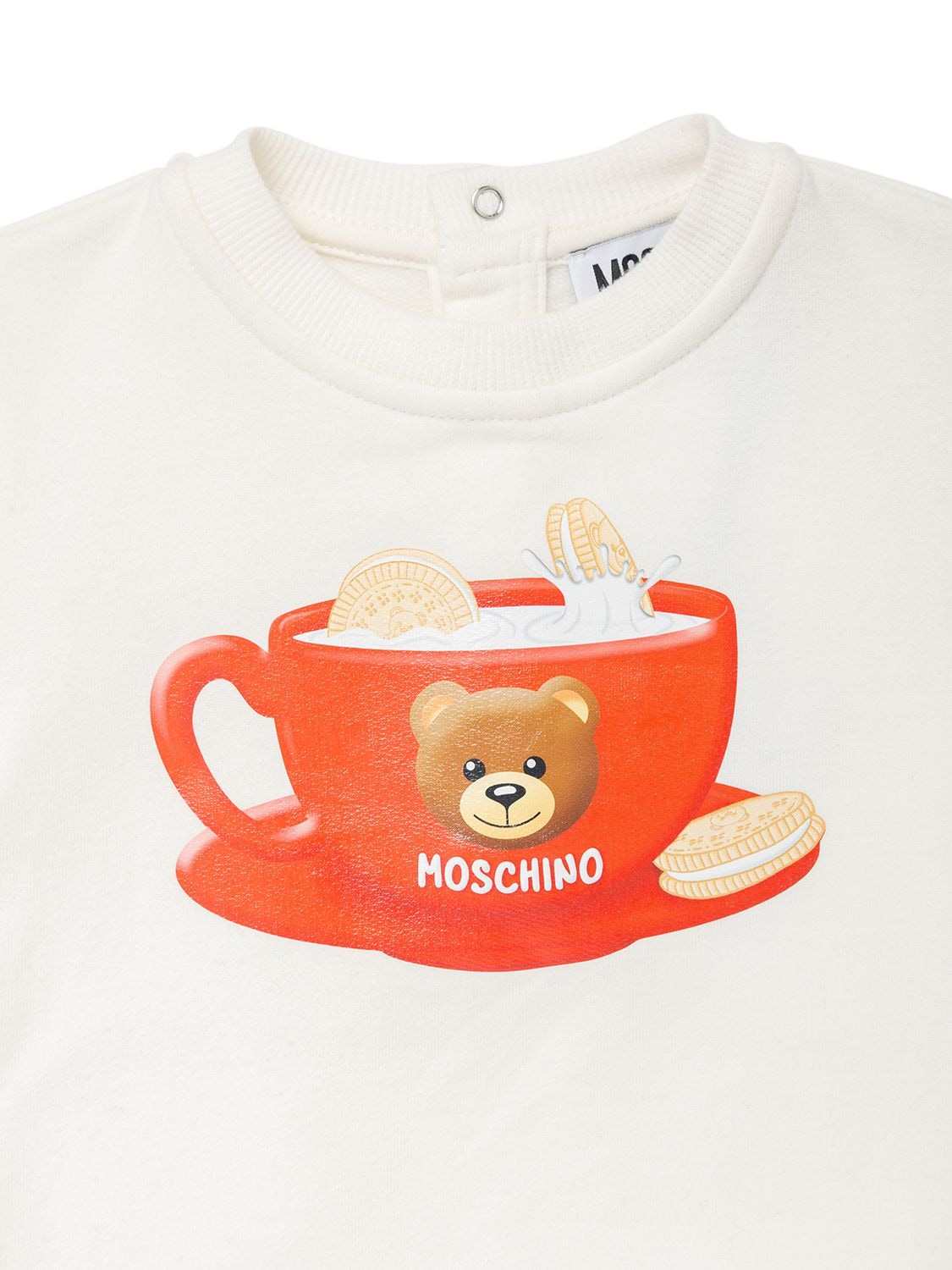 Shop Moschino Printed Cotton Sweat Dress In White