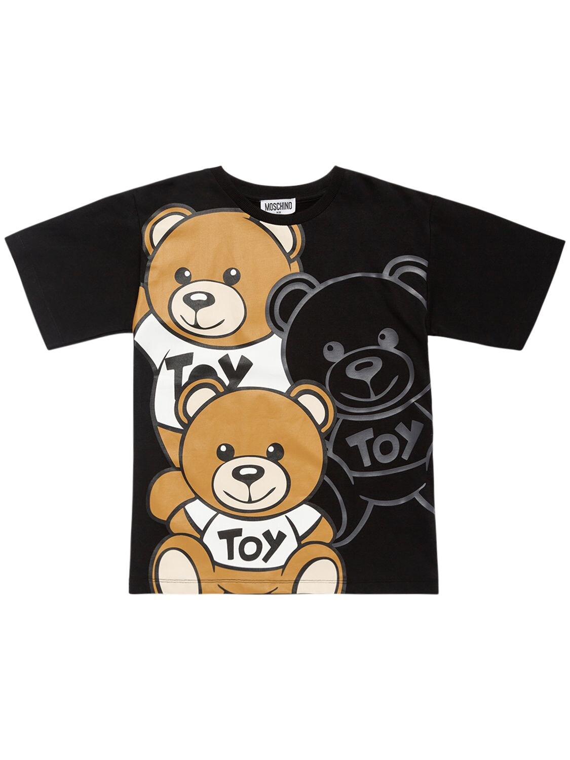 Moschino Kids' Printed Cotton Jersey T-shirt In Black