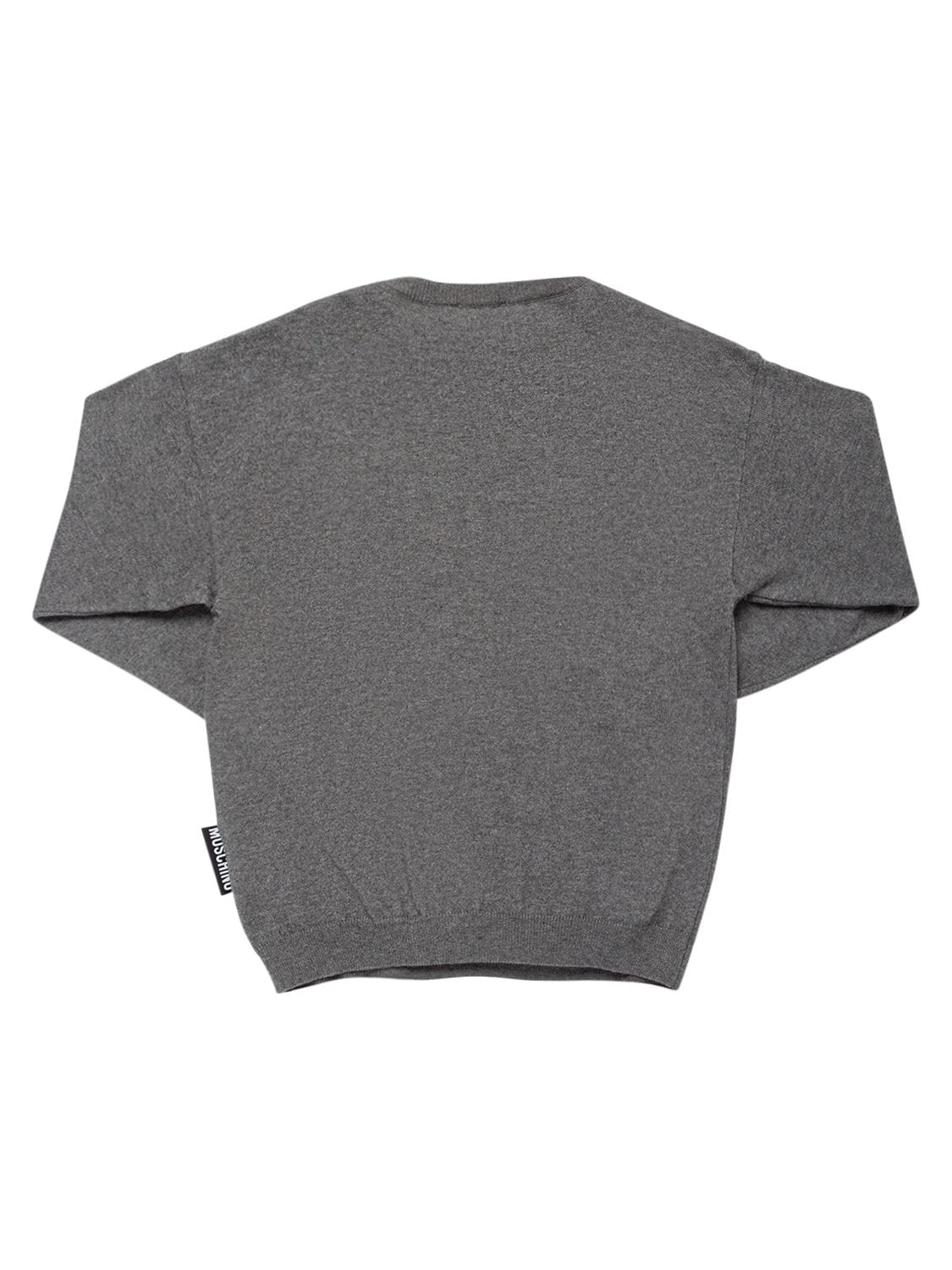 Shop Moschino Wool & Cotton Knit Sweater W/logo In Grey
