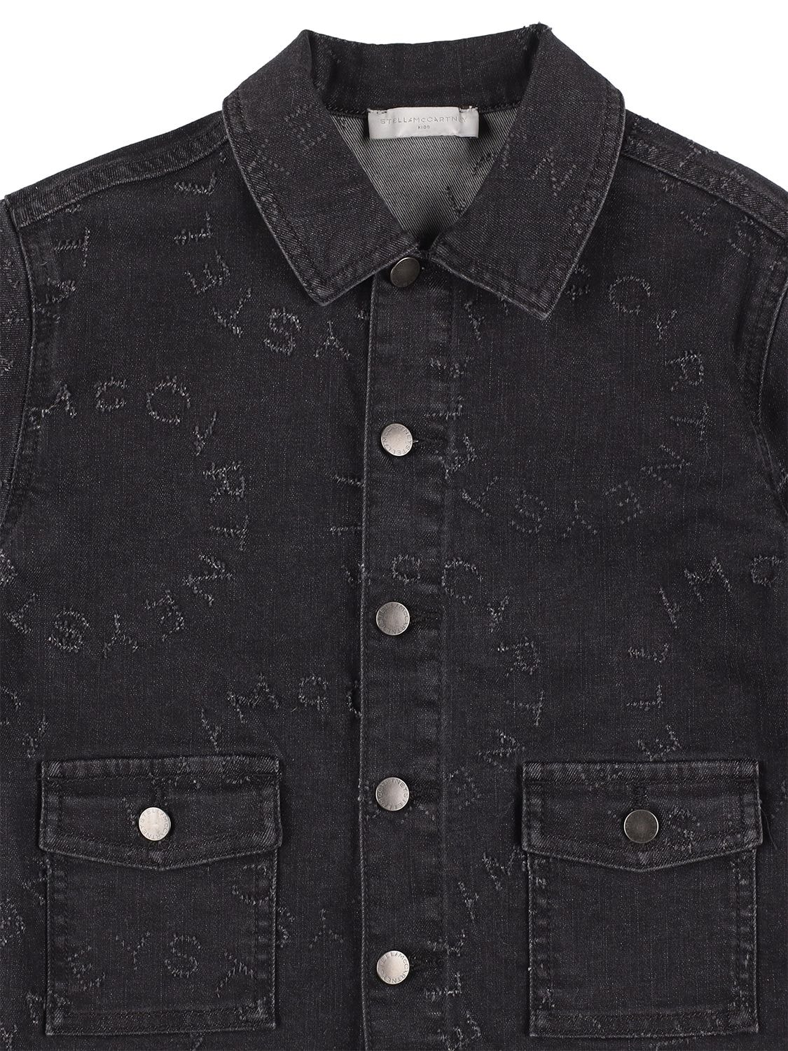 Shop Stella Mccartney Logo Cotton Denim Jacket In Black