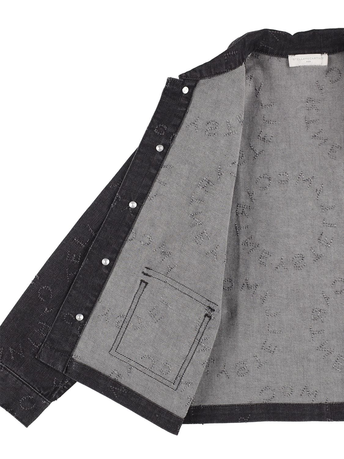 Shop Stella Mccartney Logo Cotton Denim Jacket In Black