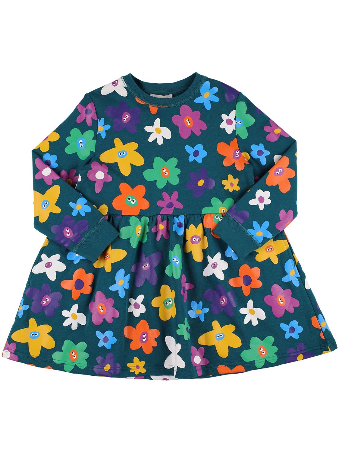 Stella Mccartney Kids' 花卉棉质针织连衣裙 In Multicolor