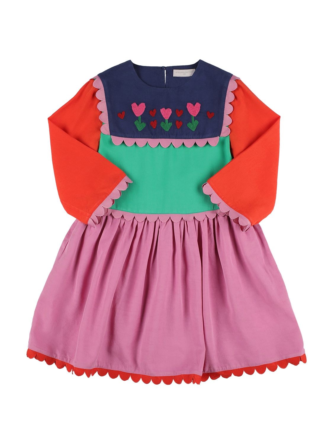 Stella Mccartney Kids' Colour Block Viscose Dress In Multicolor
