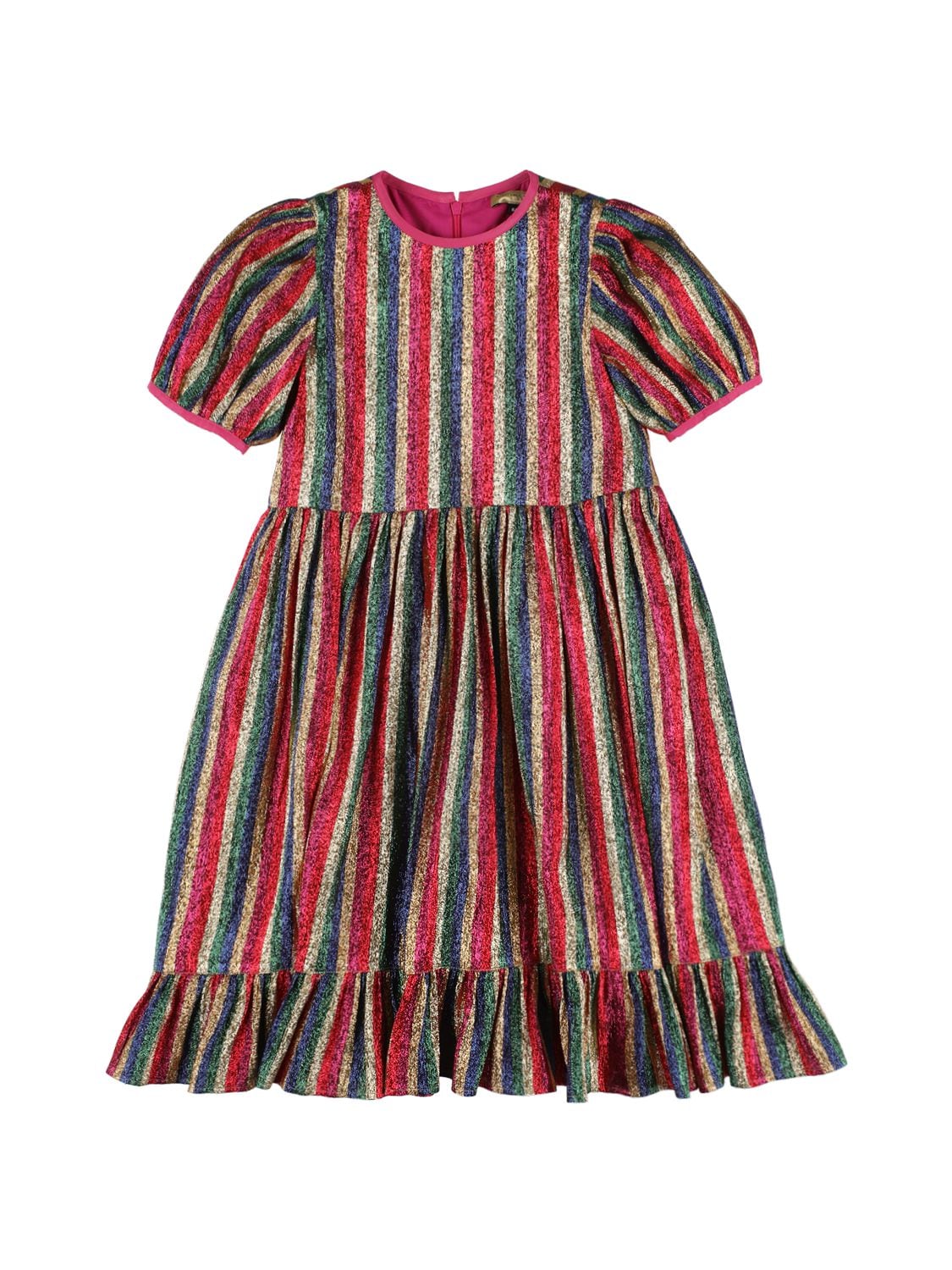Stella Mccartney Kids' Striped Lurex Dress In Multicolor