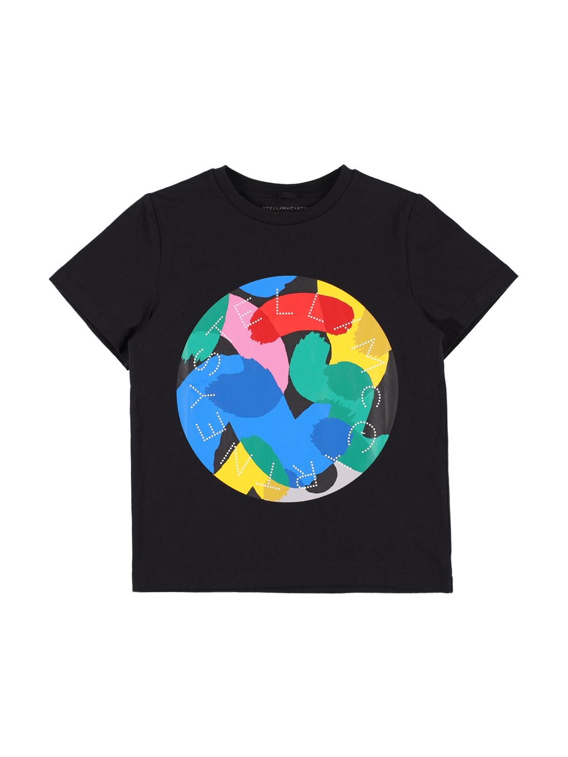 Stella Mccartney Kids' Printed Organic Cotton T-shirt In Black