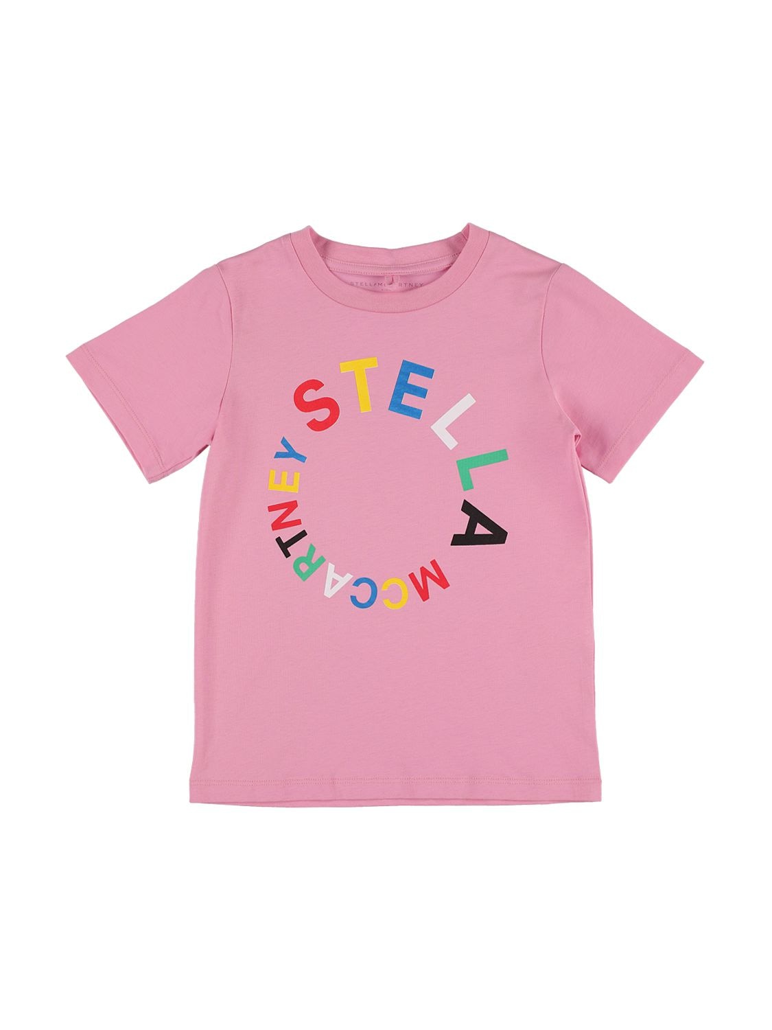 Stella Mccartney Kids' Printed Organic Cotton T-shirt In Pink