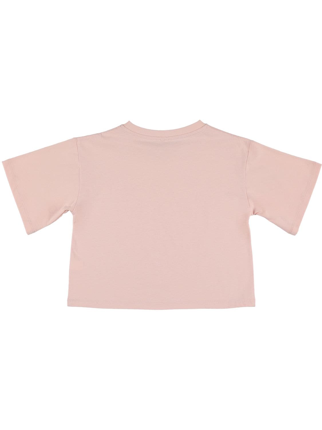 Shop Stella Mccartney Printed Organic Cotton Cropped T-shirt In Pink