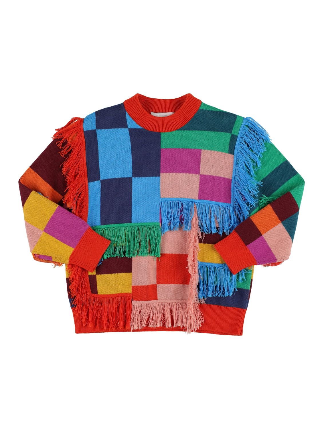 Stella Mccartney Kids' Colour Block Organic Cotton Knit Jumper In Multicolor