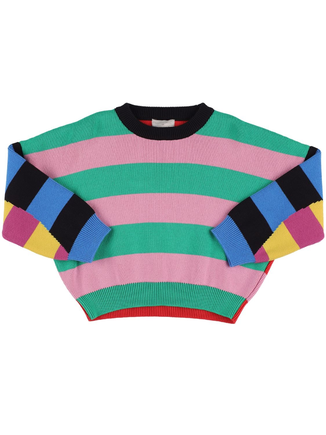 Stella Mccartney Kids' Striped Organic Cotton & Wool Sweater In Multicolor