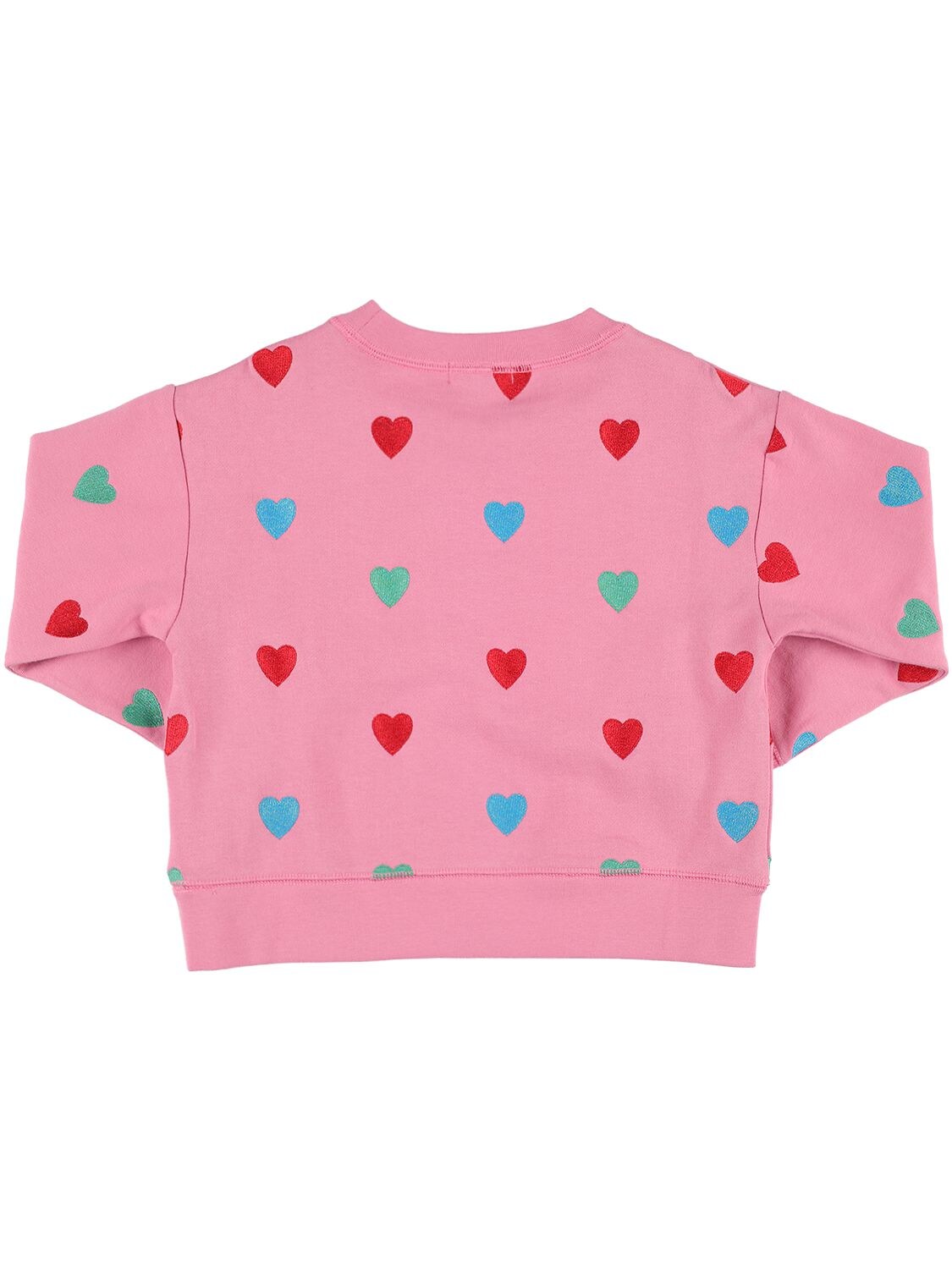 Shop Stella Mccartney Organic Cotton Sweatshirt W/ Hearts In Pink