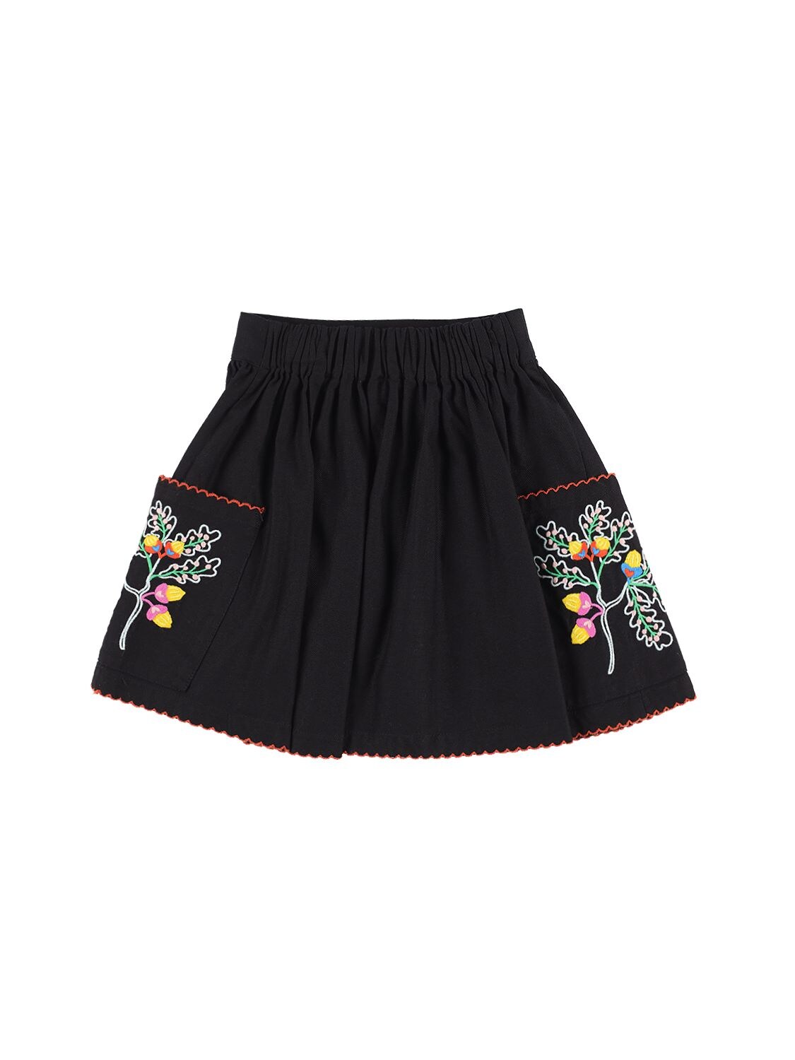 Shop Stella Mccartney Embroidered Organic Cotton Skirt In Black