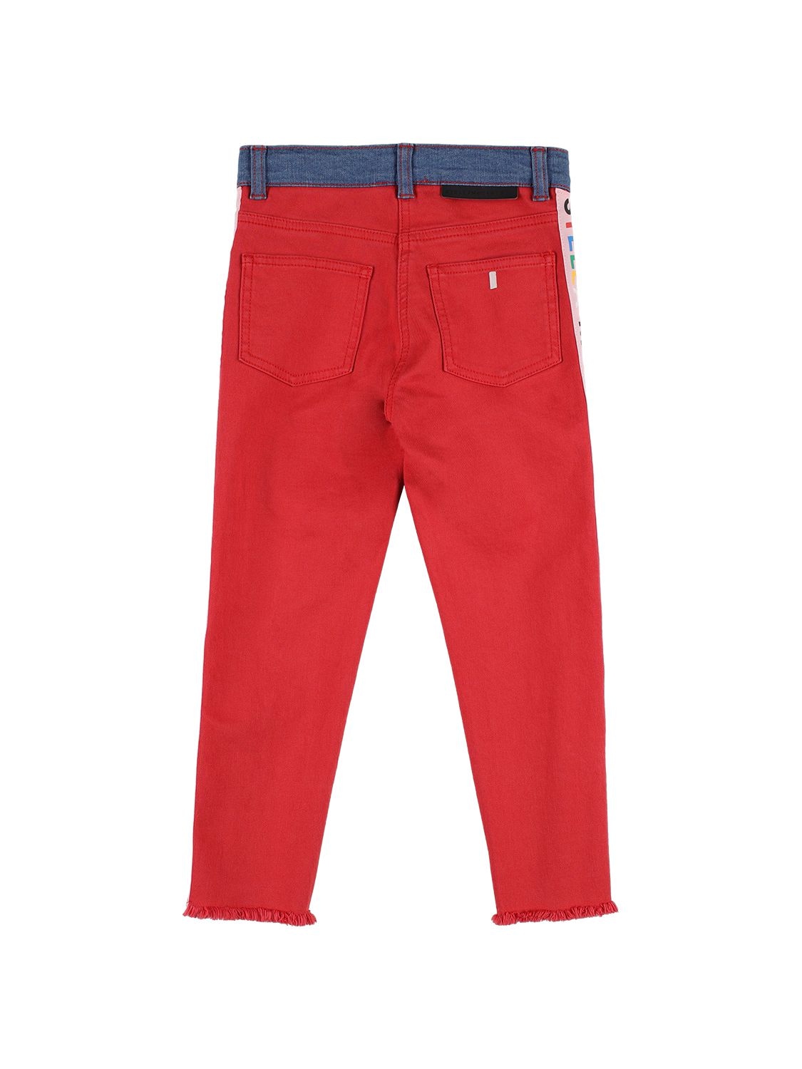 Shop Stella Mccartney Organic Cotton Denim Jeans W/logo Tape In Denim,red
