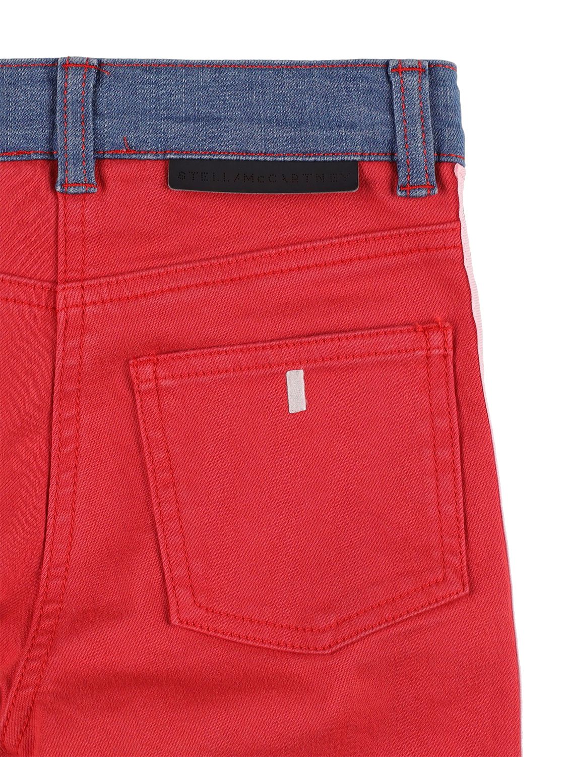 Shop Stella Mccartney Organic Cotton Denim Jeans W/logo Tape In Denim,red