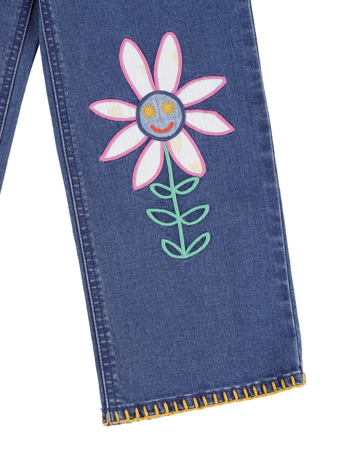 Shop Stella Mccartney Embroidered Organic Cotton Denim Jeans