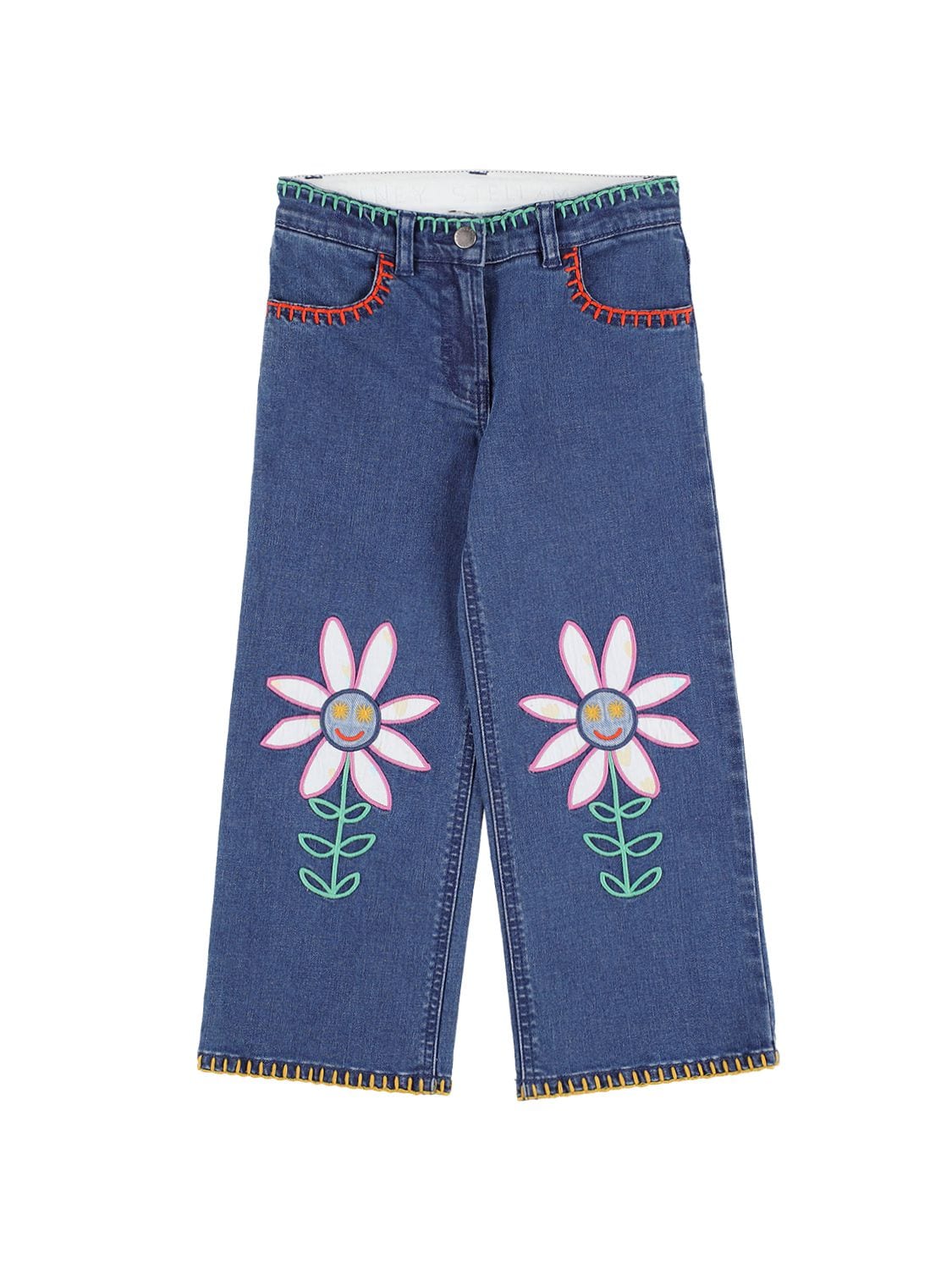 Stella Mccartney Kids' Embroidered Organic Cotton Denim Jeans
